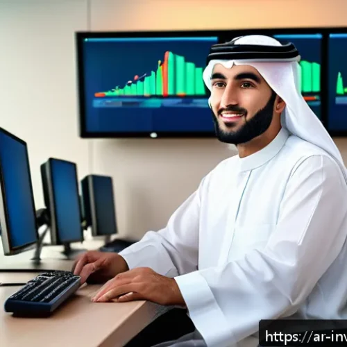 Home 31 PP 대출의 가치 평가 방법 - A detailed office scene showing an Arab male financial analyst in traditional clothing (thobe and gh...